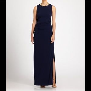 Laundry by Shelli Segal Shirred Necklace Gown